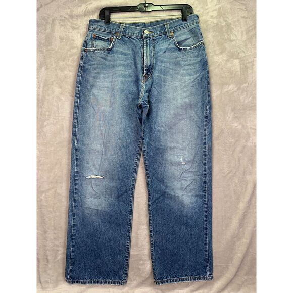 LUCKY BRAND DUNGAREES MEN'S 33X29 RIVINGTON LOOSE FIT DENIM JEANS BLUE WASH - Picture 2 of 14